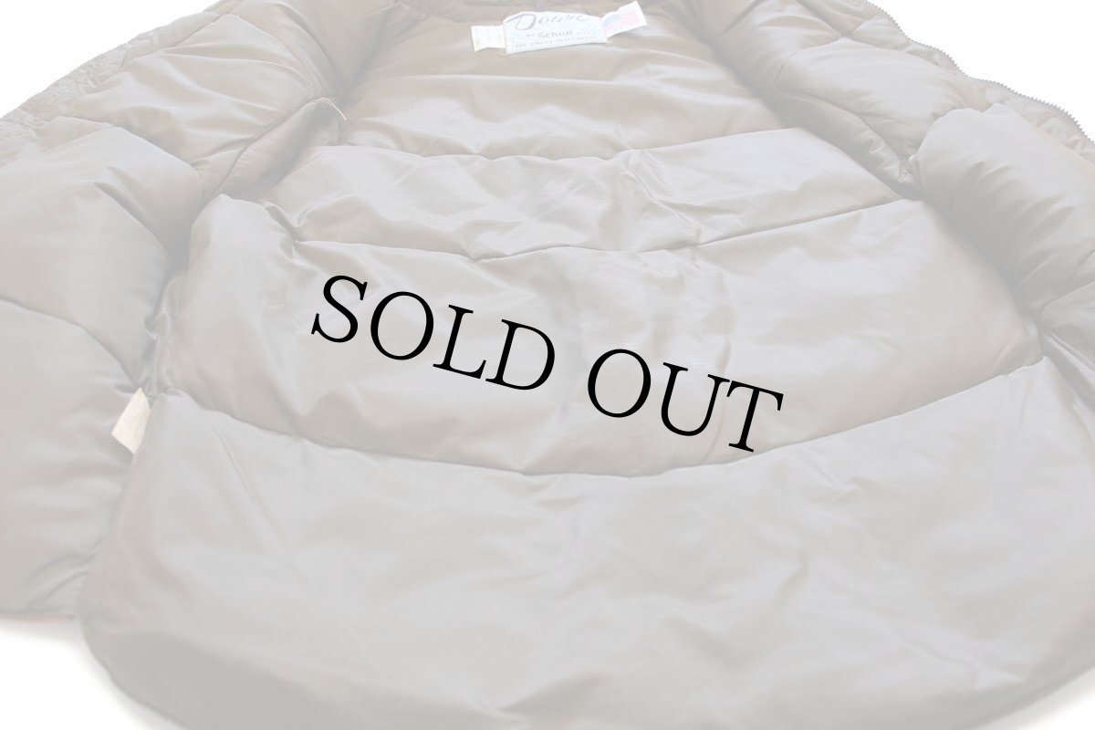 画像6: 80s USA製 Schottショット ナイロン×レザー切り替え ダウンベスト 茶×焦げ茶 44 (6)