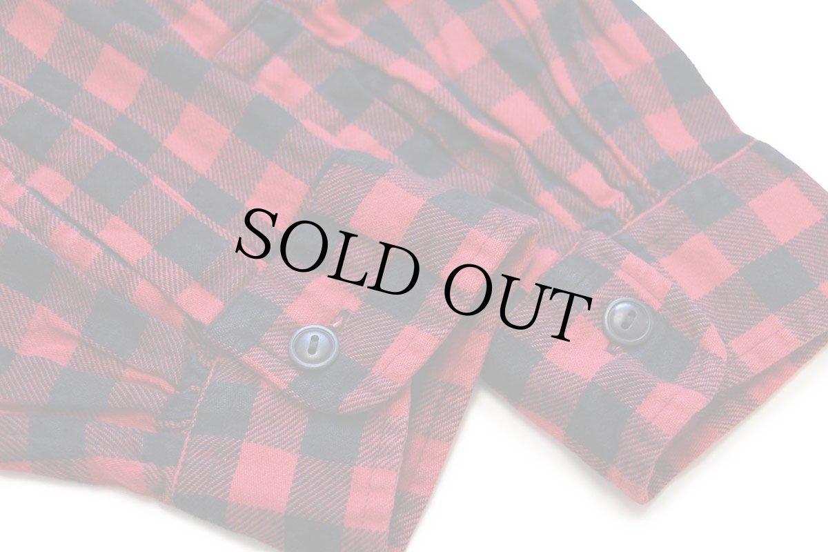 画像6: 00s ポロ ラルフローレン バッファローチェック コットン ライトネル シャツパーカー 赤×黒 L (6)