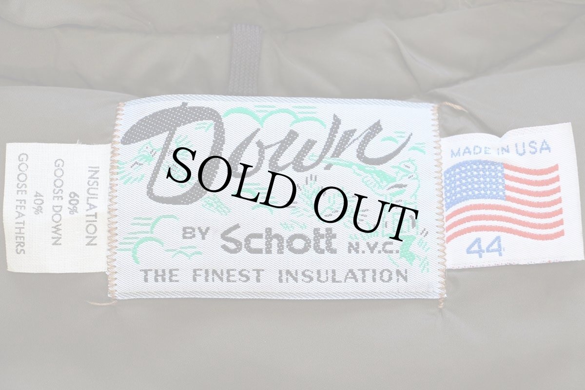 画像4: 80s USA製 Schottショット ナイロン×レザー切り替え ダウンベスト 茶×焦げ茶 44 (4)