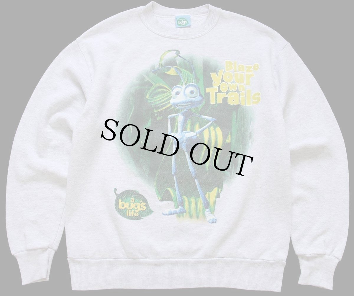 画像1: 90s USA製 DISNEYディズニー PIXAR a bug's life Flik バグズライフ フリック スウェット 杢ライトグレー M (1)