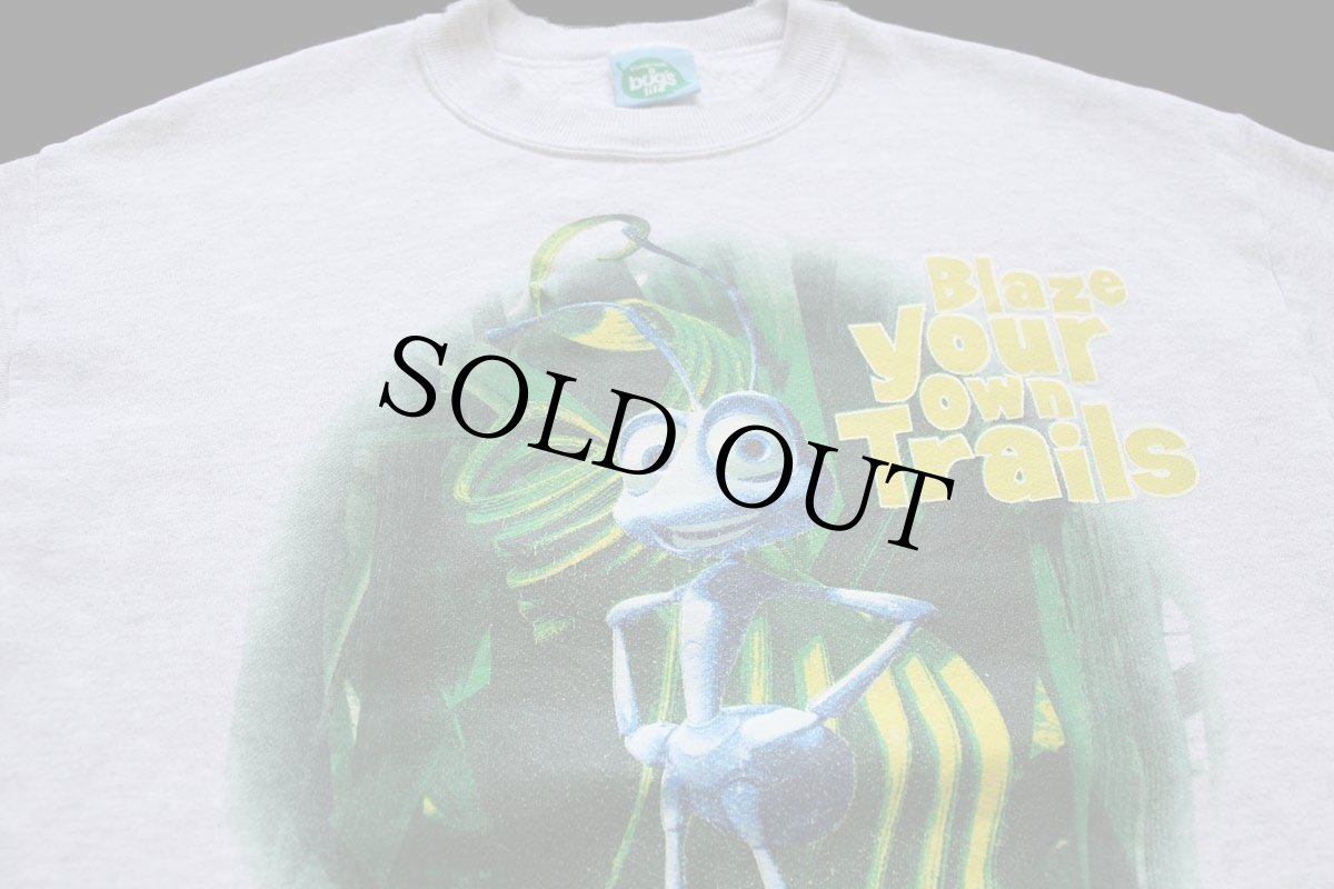 画像3: 90s USA製 DISNEYディズニー PIXAR a bug's life Flik バグズライフ フリック スウェット 杢ライトグレー M (3)