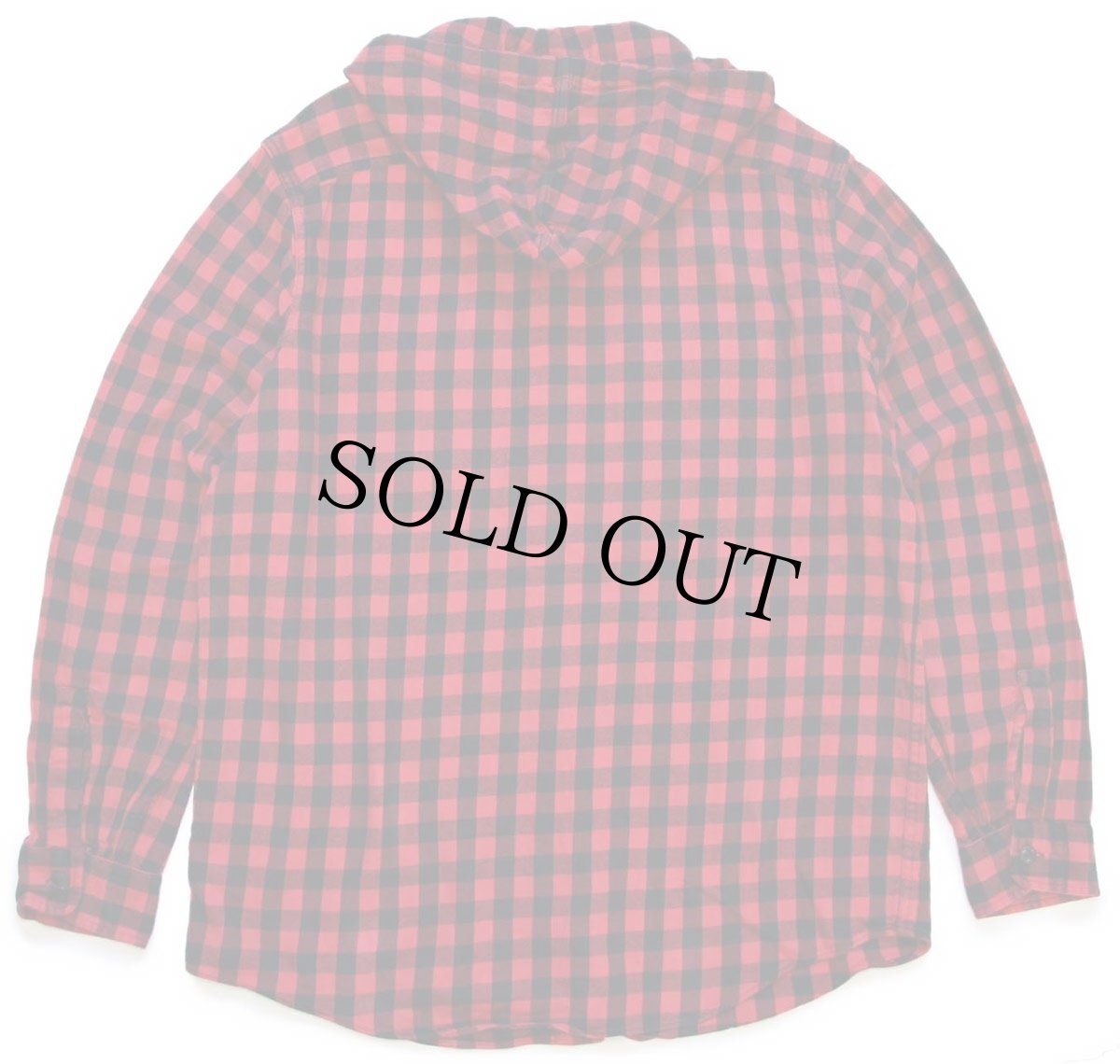 画像2: 00s ポロ ラルフローレン バッファローチェック コットン ライトネル シャツパーカー 赤×黒 L (2)