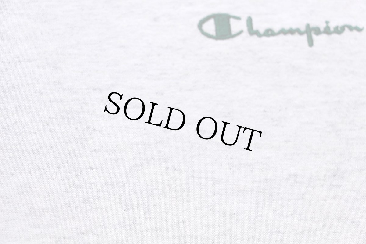 画像5: 90s Championチャンピオン スクリプト ロゴ刺繍 ツートン 切り替え スウェット カットソー 杢ライトグレー×緑 (5)