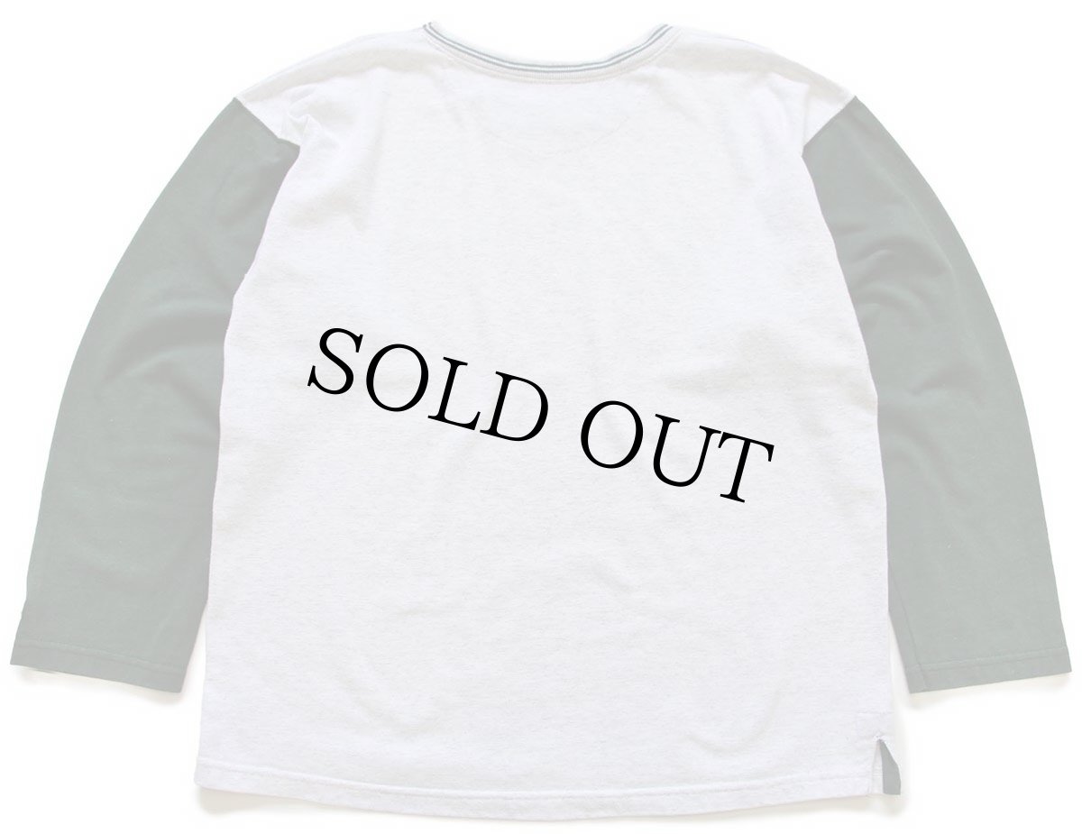 画像2: 90s Championチャンピオン スクリプト ロゴ刺繍 ツートン 切り替え スウェット カットソー 杢ライトグレー×緑 (2)