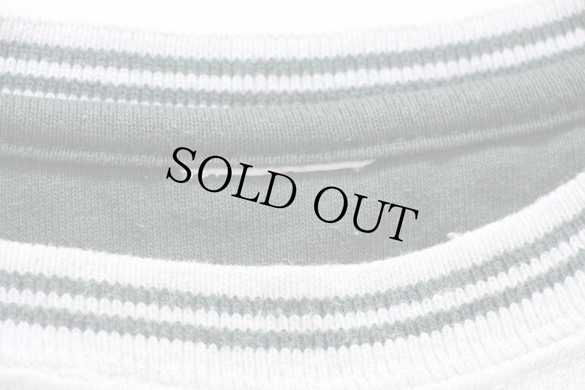 画像4: 90s Championチャンピオン スクリプト ロゴ刺繍 ツートン 切り替え スウェット カットソー 杢ライトグレー×緑 (4)