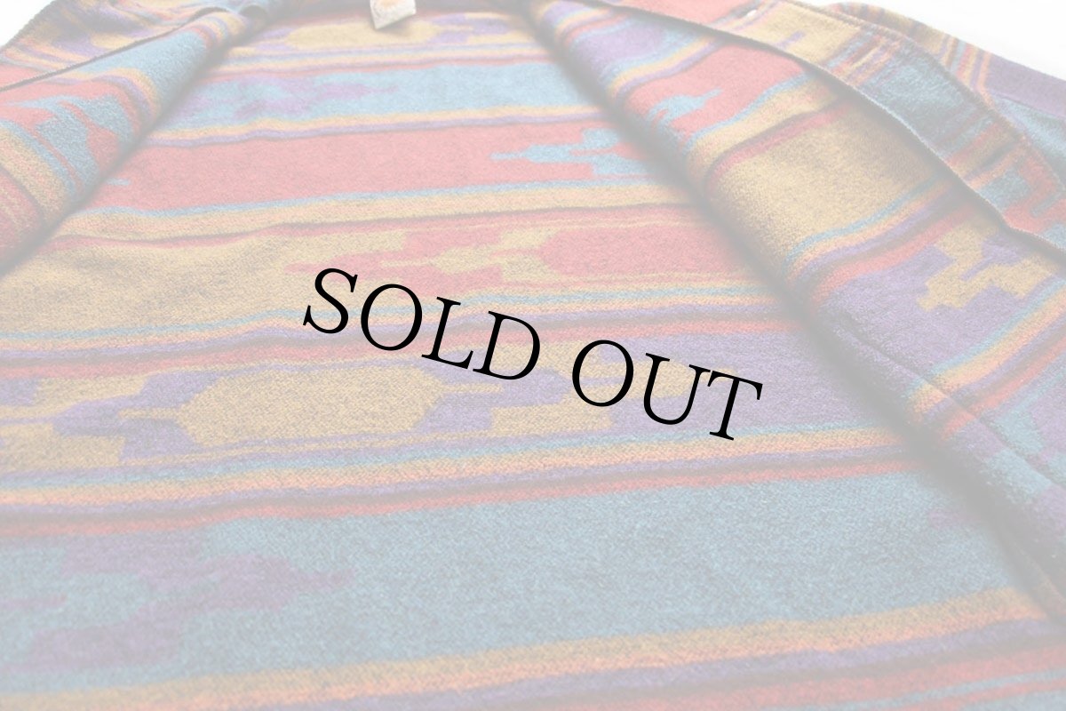 画像6: 90s トルコ製 CHICO'S フォークロア柄 ウール混 ブランケット コート 1 (6)