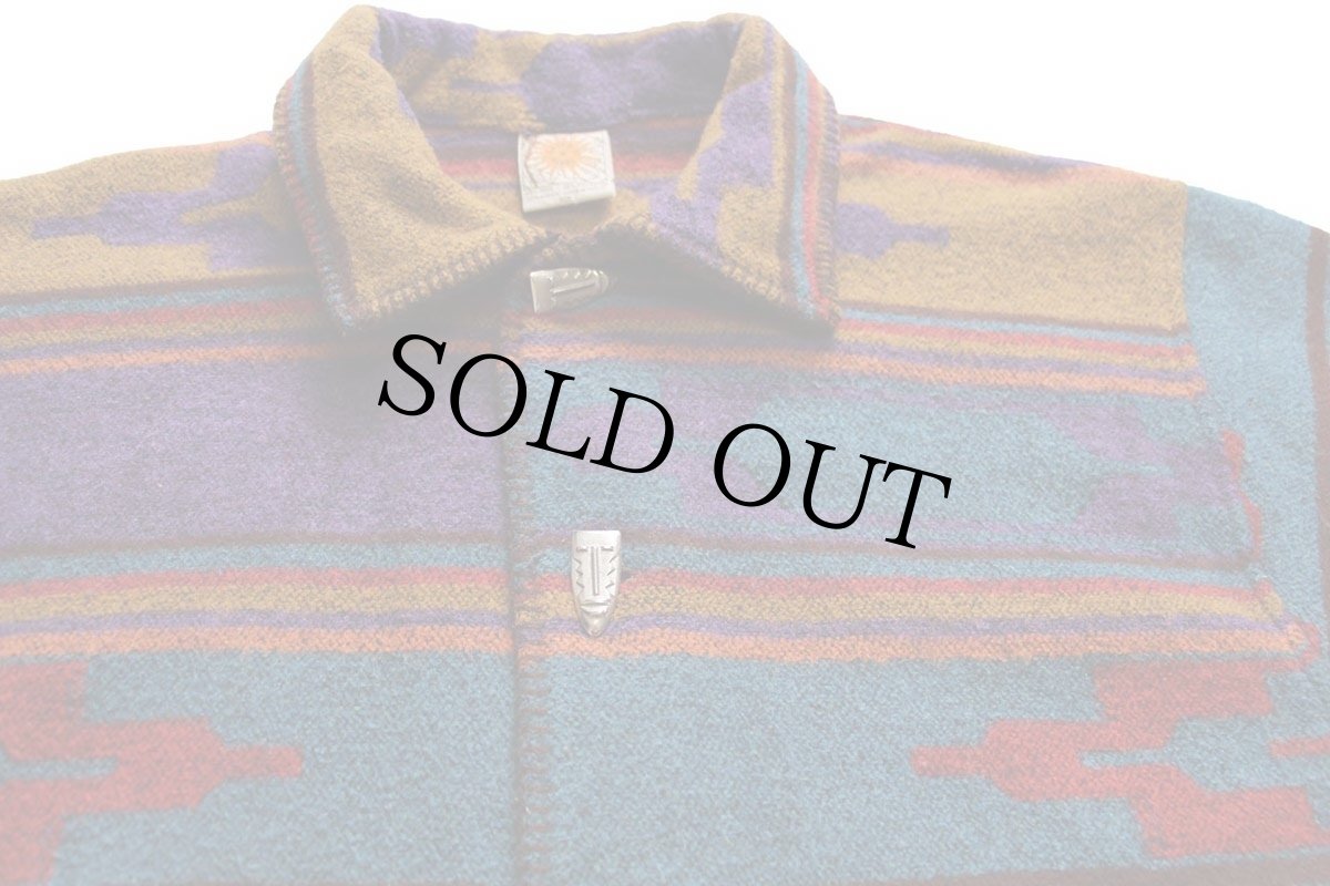 画像3: 90s トルコ製 CHICO'S フォークロア柄 ウール混 ブランケット コート 1 (3)