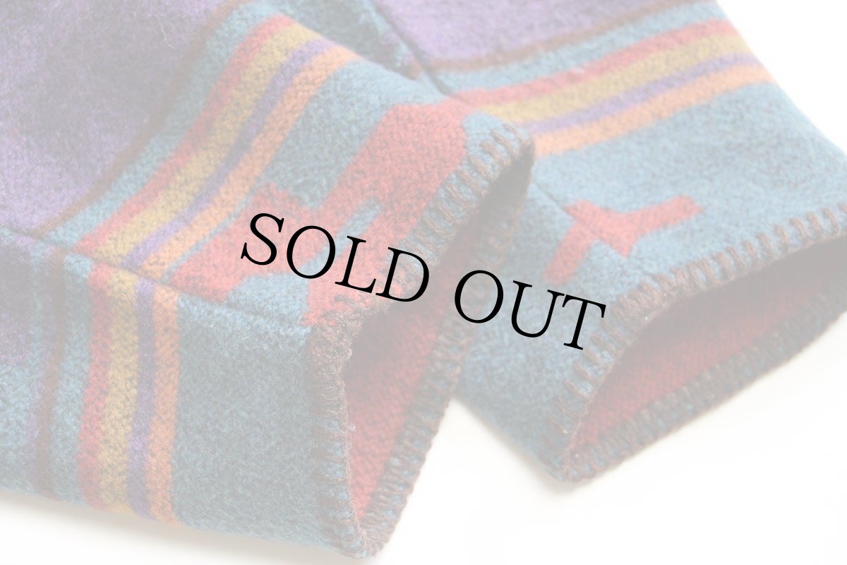 画像7: 90s トルコ製 CHICO'S フォークロア柄 ウール混 ブランケット コート 1 (7)