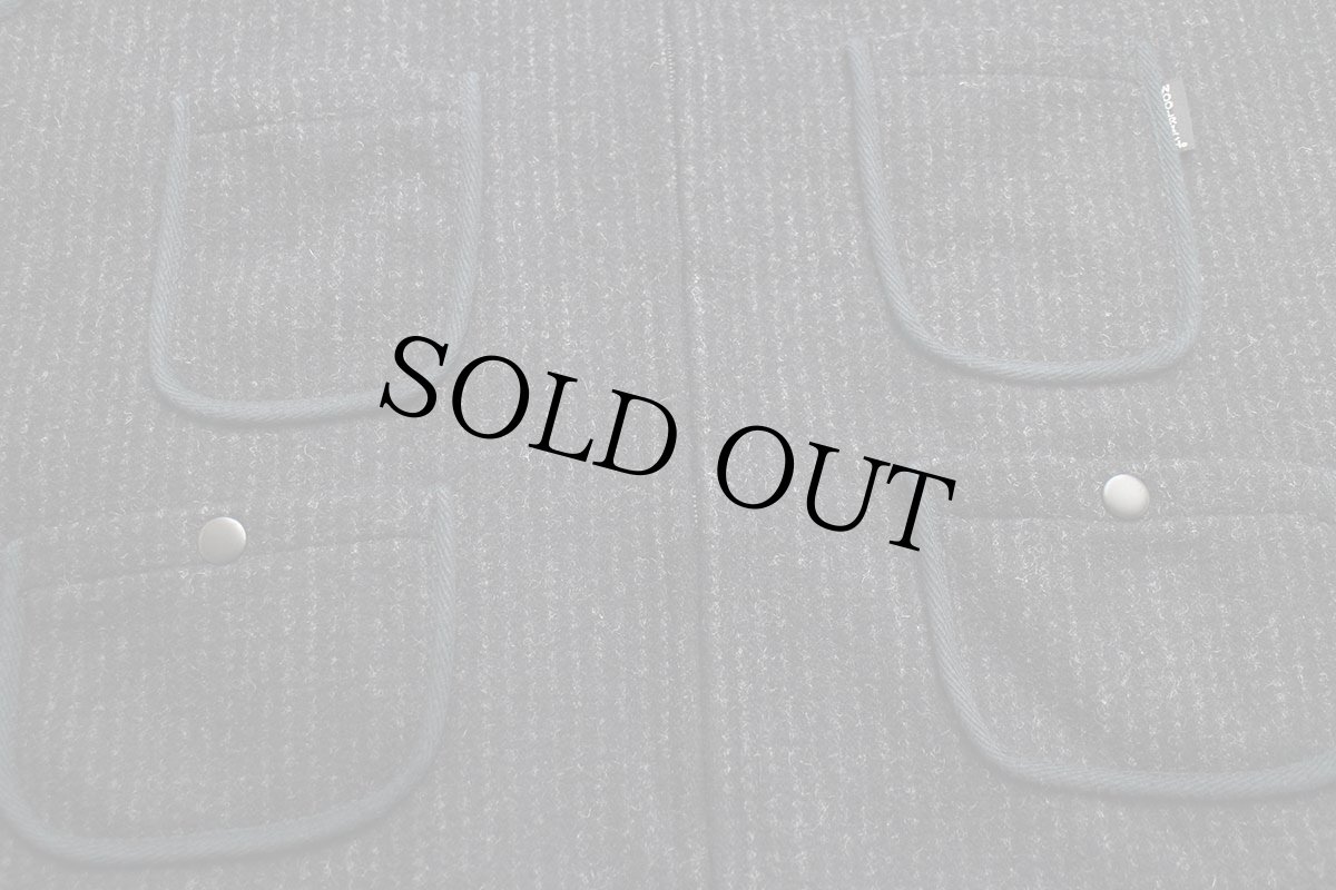 画像7: Woolrichウールリッチ チョークストライプ ノーカラー パチポケ ウールベスト 黒 XL (7)