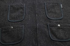 画像7: Woolrichウールリッチ チョークストライプ ノーカラー パチポケ ウールベスト 黒 XL (7)