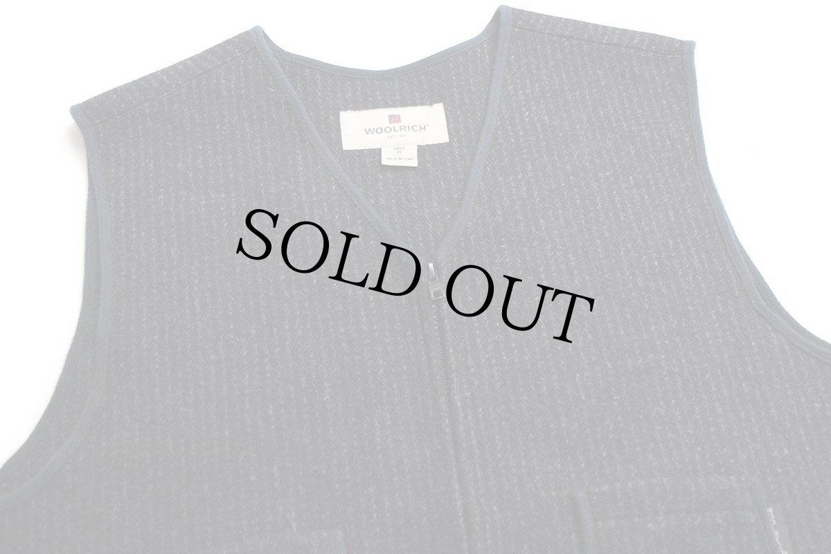 画像3: Woolrichウールリッチ チョークストライプ ノーカラー パチポケ ウールベスト 黒 XL (3)