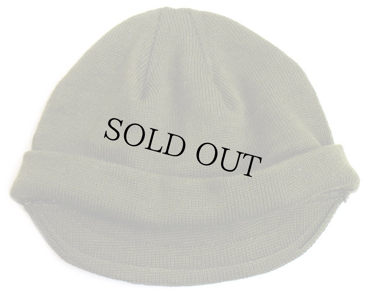 画像7: 90s イタリア軍 ツバ付き ウール ワッチキャップ オリーブグリーン★ニットキャップ (7)