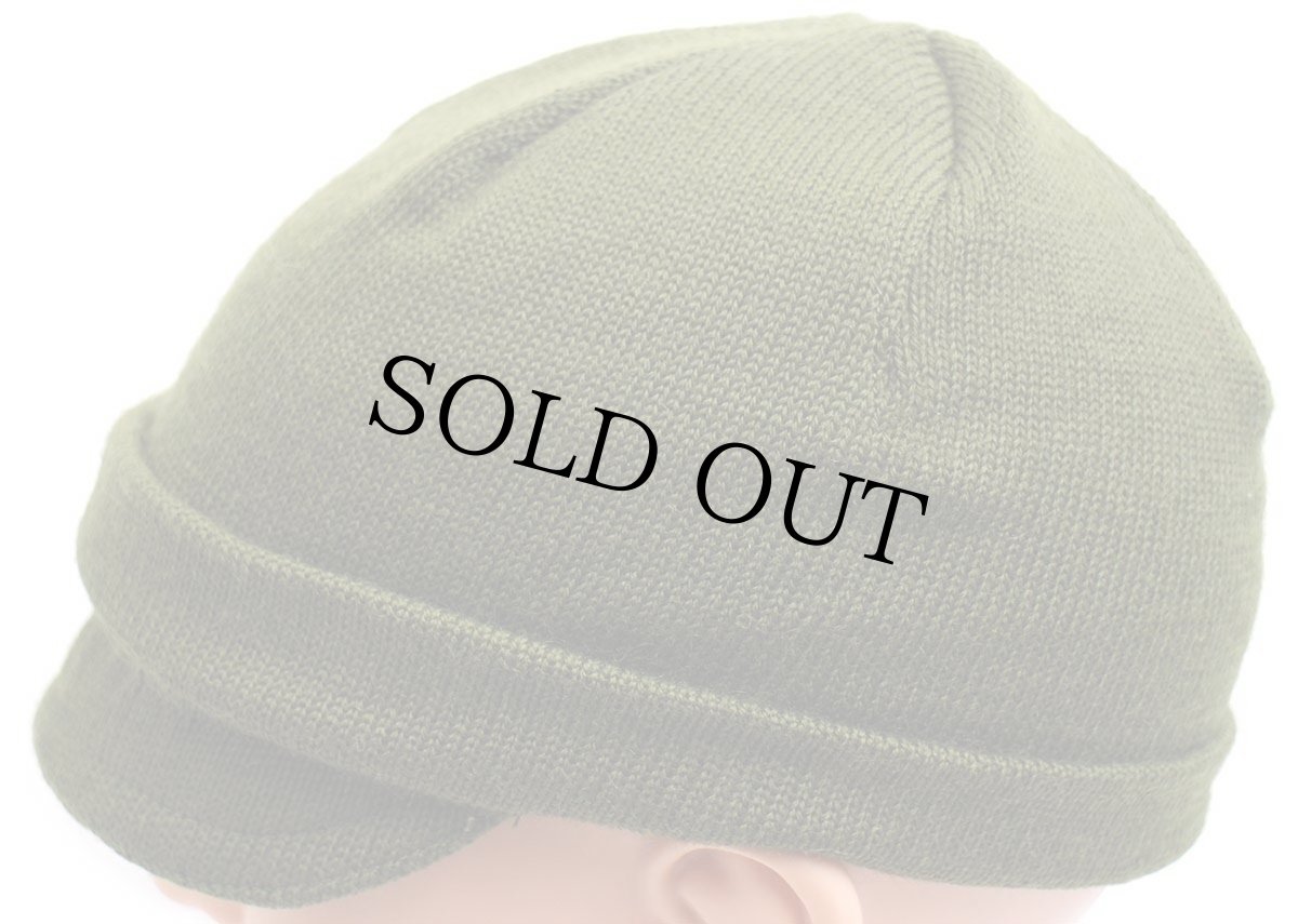 画像2: 90s イタリア軍 ツバ付き ウール ワッチキャップ オリーブグリーン★ニットキャップ (2)