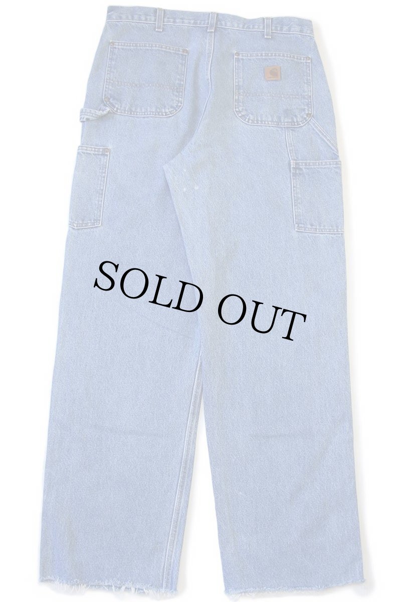 画像3: メキシコ製 carharttカーハート カットオフ ダブルニー デニム ペインターパンツ w36 (3)