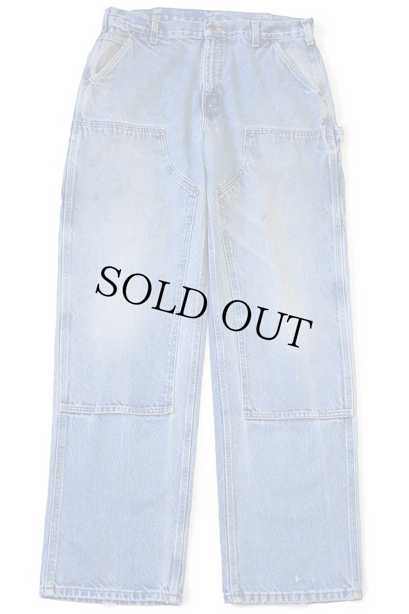 画像2: メキシコ製 carharttカーハート ペンキ飛び ダブルニー デニム ペインターパンツ w36 L34 (2)