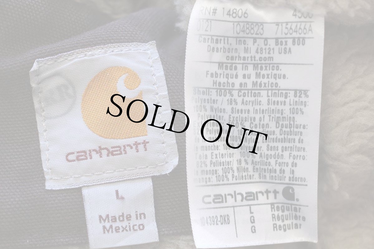 画像4: メキシコ製 carharttカーハート シェルパラインド サンドストーン ダック地 シエラジャケット パーカー 焦げ茶 L (4)