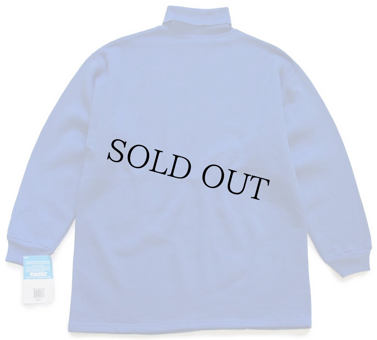 画像2: デッドストック★90s USA製 TULTEX 無地 タートルネック スウェット 青 L★ブランク (2)