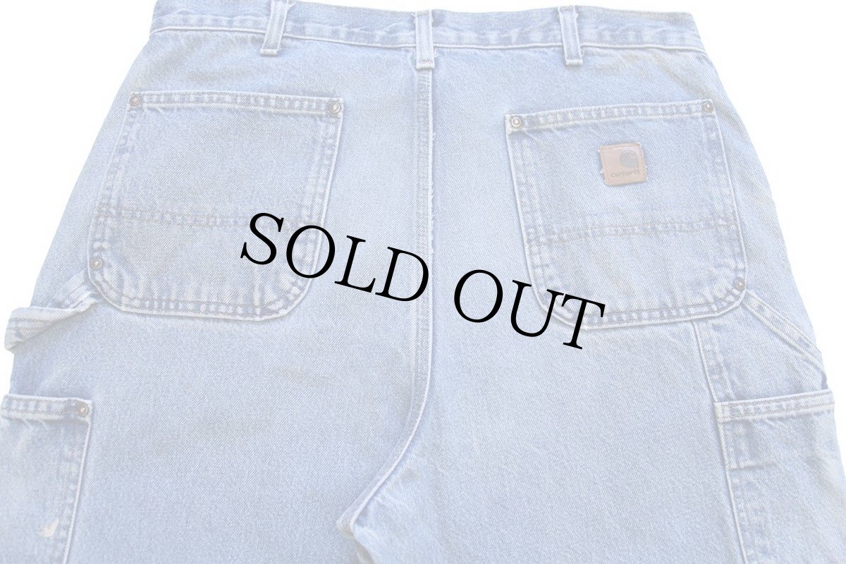 画像5: メキシコ製 carharttカーハート ペンキ飛び ダブルニー デニム ペインターパンツ w36 L34 (5)