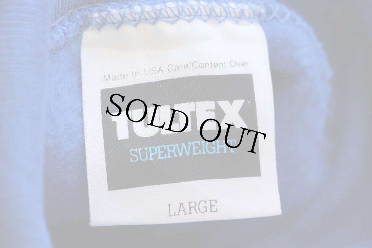 画像4: デッドストック★90s USA製 TULTEX 無地 タートルネック スウェット 青 L★ブランク (4)