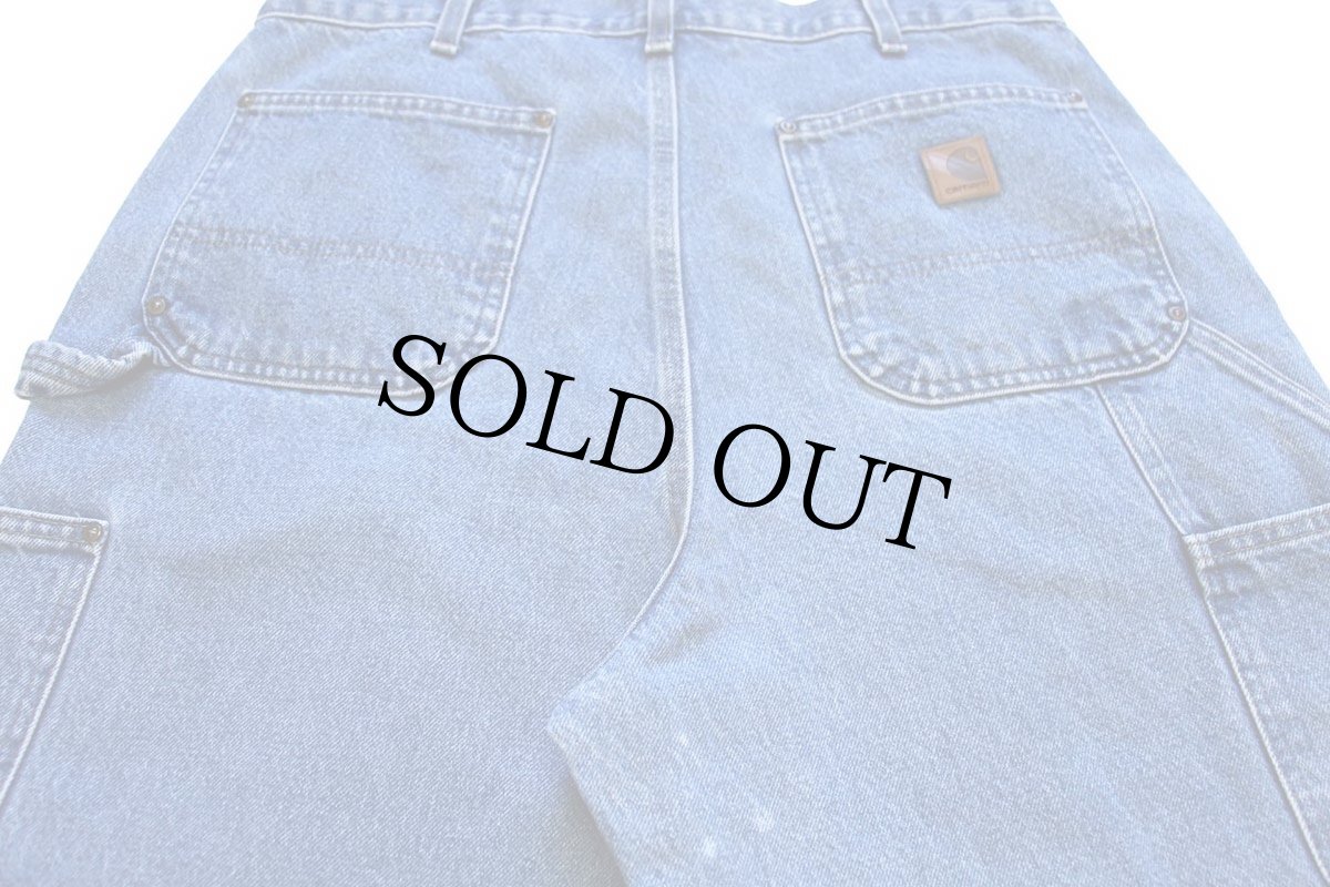 画像5: メキシコ製 carharttカーハート カットオフ ダブルニー デニム ペインターパンツ w36 (5)