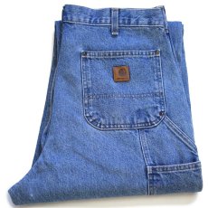 画像1: メキシコ製 carharttカーハート カットオフ ダブルニー デニム ペインターパンツ w36 (1)