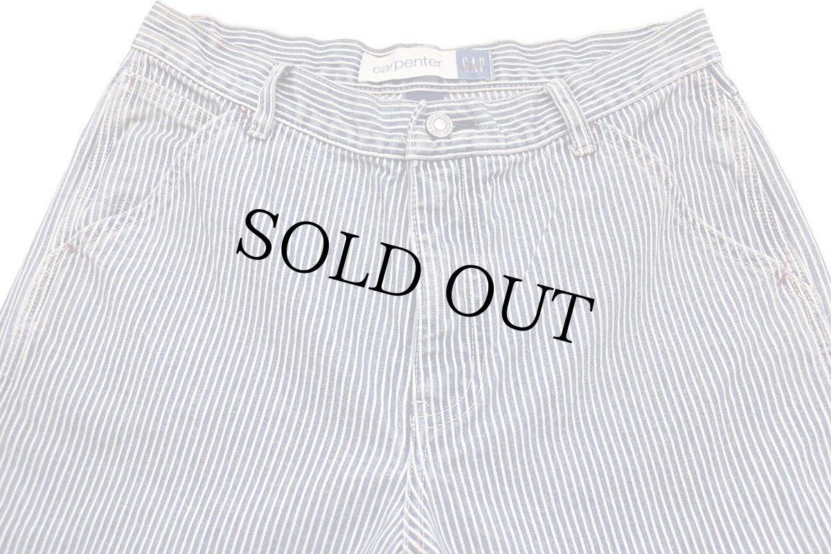 画像4: 00s GAPギャップ carpenter ヒッコリー ストライプ コットン ペインターパンツ 8 (4)