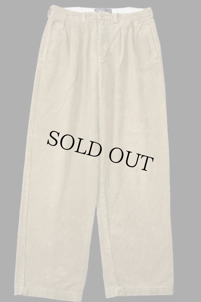 画像2: 00s ポロ ラルフローレン ANDREW PANT ツータック コットン 太畝 コーデュロイパンツ ベージュ w34 (2)