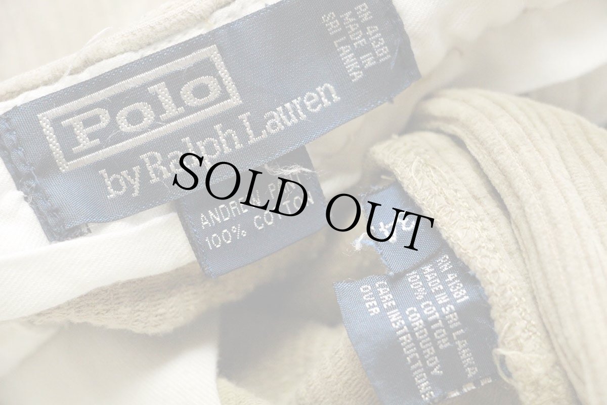 画像6: 00s ポロ ラルフローレン ANDREW PANT ツータック コットン 太畝 コーデュロイパンツ ベージュ w34 (6)