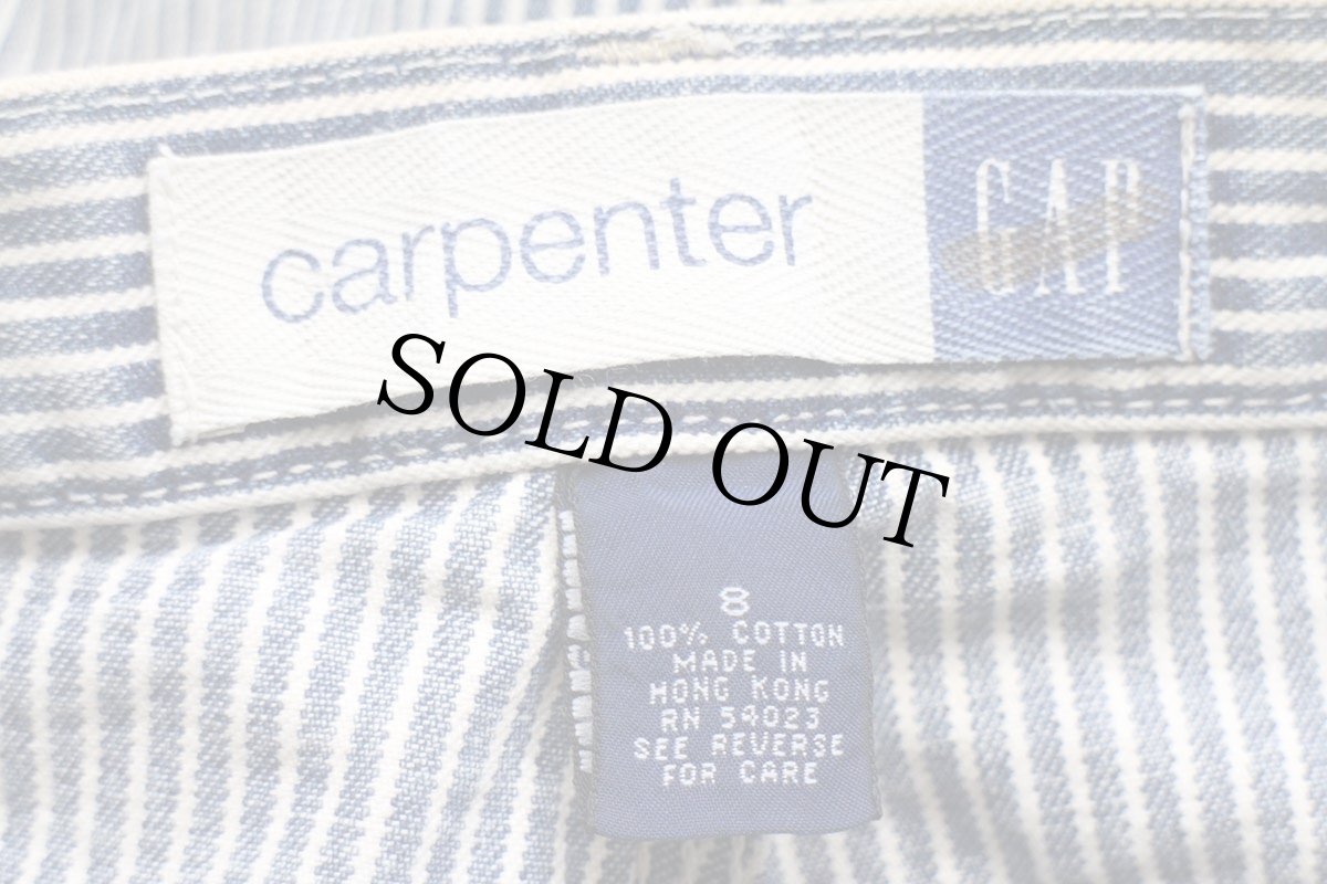 画像6: 00s GAPギャップ carpenter ヒッコリー ストライプ コットン ペインターパンツ 8 (6)