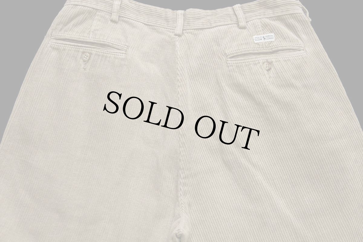 画像5: 00s ポロ ラルフローレン ANDREW PANT ツータック コットン 太畝 コーデュロイパンツ ベージュ w34 (5)