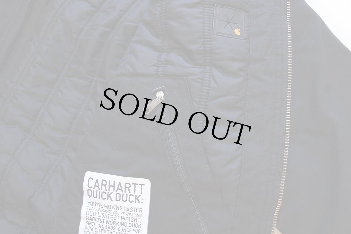 画像6: carharttカーハート QUICK DUCK WOODWARD キルティングライナー ダック地 アクティブジャケット パーカー 黒 M (6)