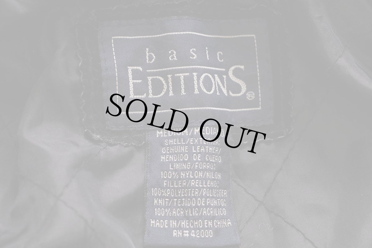 画像4: 90s basic EDITIONS ツートン 切り替え キルティングライナー スエードレザー スタジャン ブラック×グレーブラウン M (4)