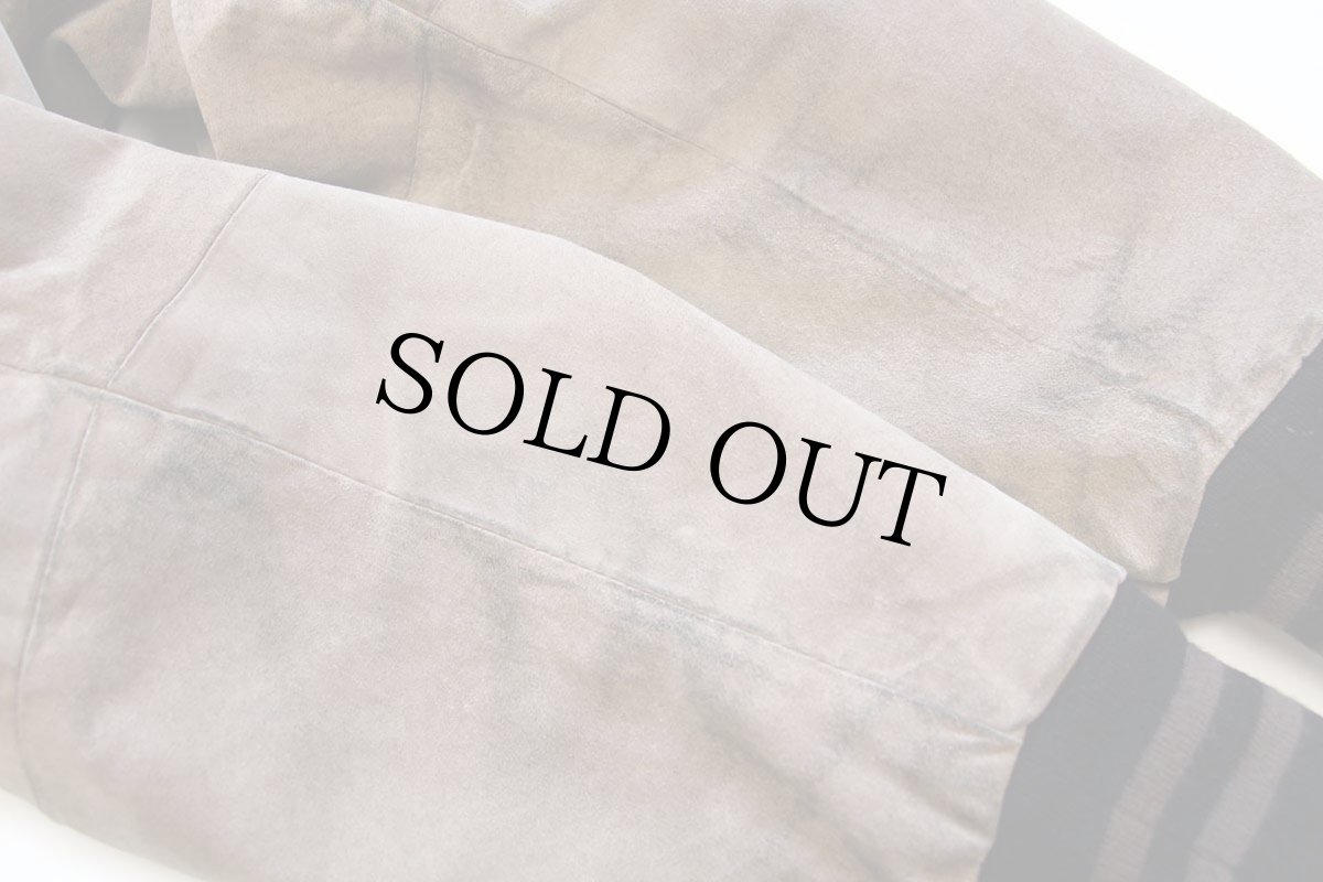 画像8: 90s basic EDITIONS ツートン 切り替え キルティングライナー スエードレザー スタジャン ブラック×グレーブラウン M (8)