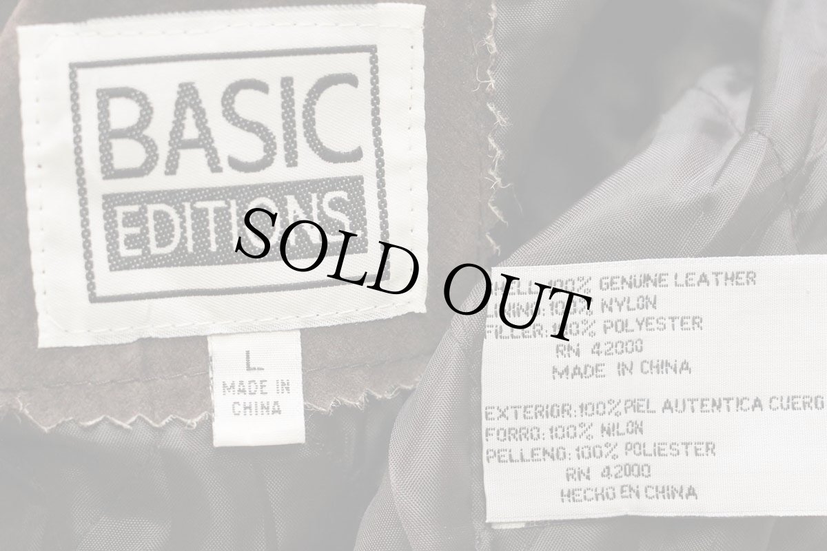 画像4: 00s BASIC EDITIONS ツートン 切り替え キルティングライナー スエードレザー スタジャン 焦げ茶×薄茶 L (4)