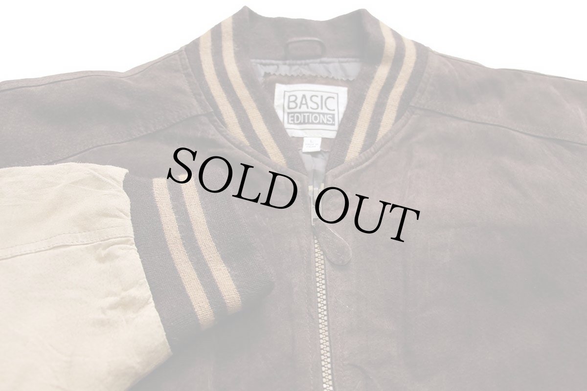 画像3: 00s BASIC EDITIONS ツートン 切り替え キルティングライナー スエードレザー スタジャン 焦げ茶×薄茶 L (3)