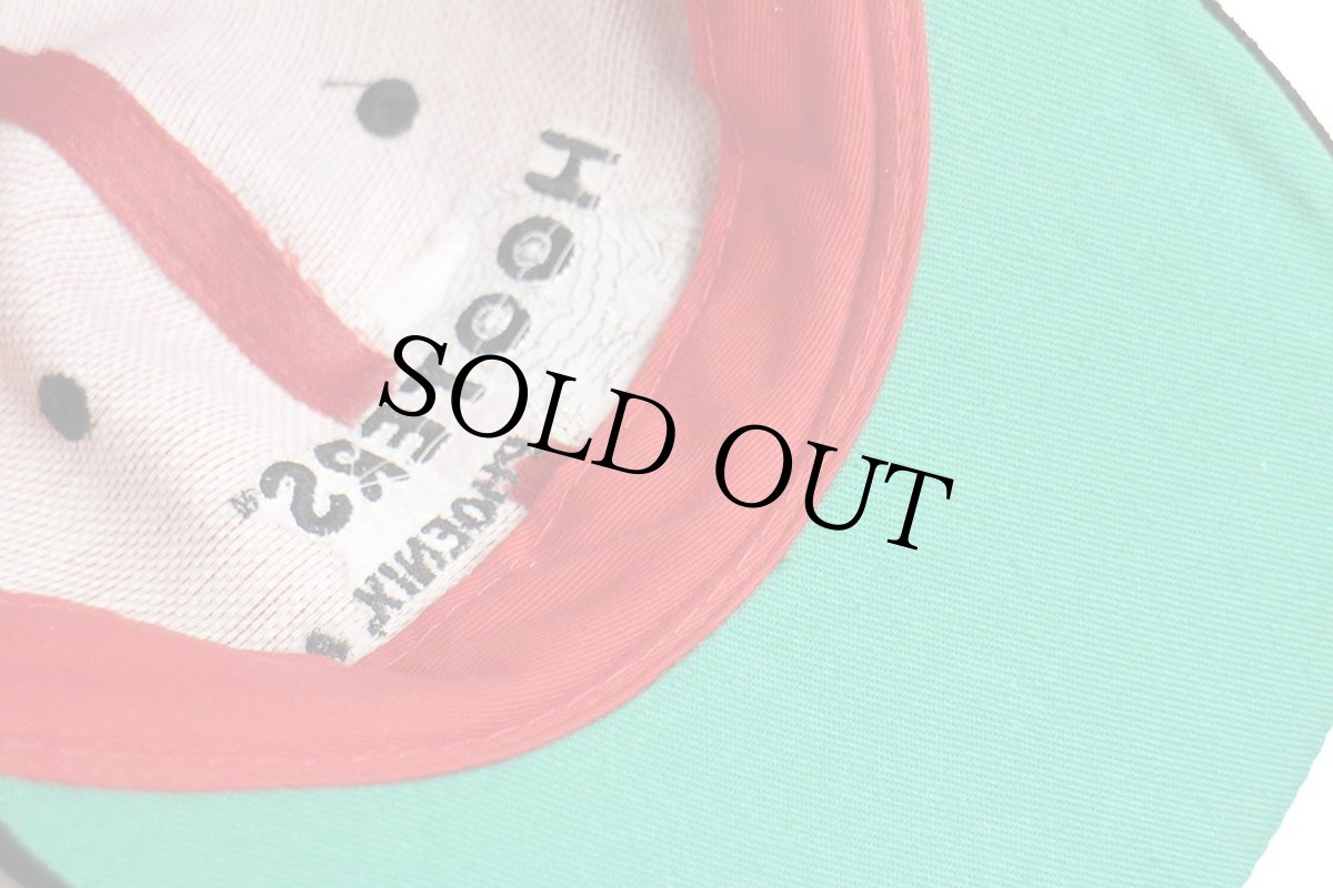 画像9: 90s HOOTERS PHOENIX,AZ. ロゴ刺繍 ツートン 切り替え コットン×スエードレザー キャップ 赤×黒 (9)