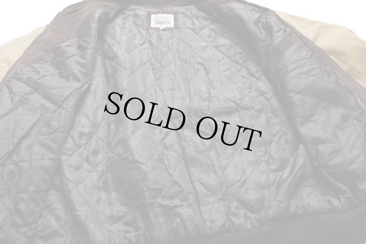 画像5: 00s BASIC EDITIONS ツートン 切り替え キルティングライナー スエードレザー スタジャン 焦げ茶×薄茶 L (5)