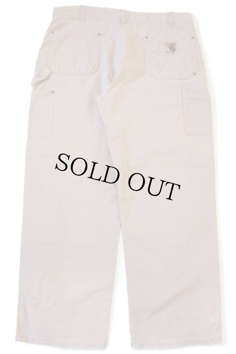 画像3: carharttカーハート ペンキ飛び ダブルニー ダック地 ペインターパンツ 薄茶 w38 (3)