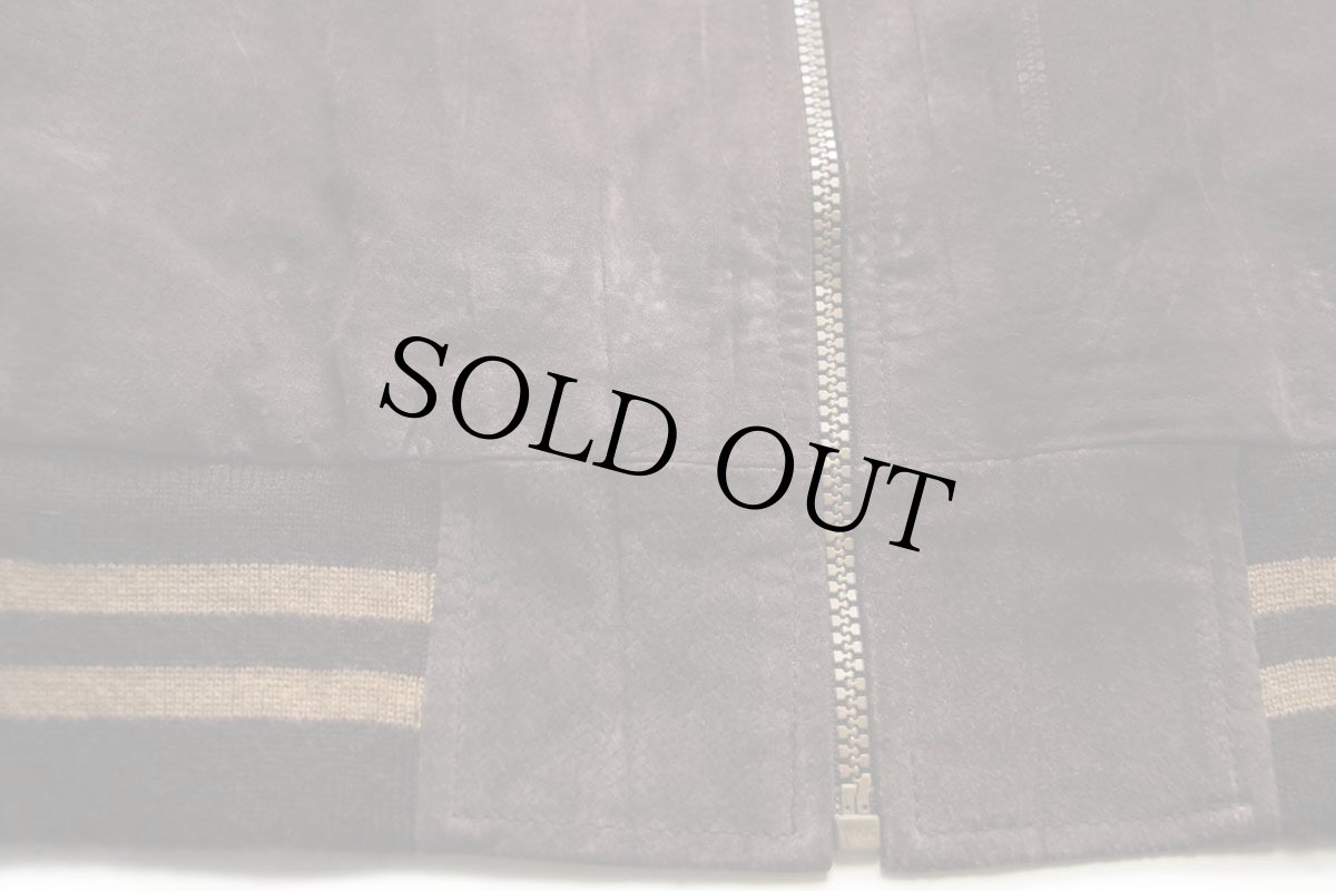 画像6: 00s BASIC EDITIONS ツートン 切り替え キルティングライナー スエードレザー スタジャン 焦げ茶×薄茶 L (6)