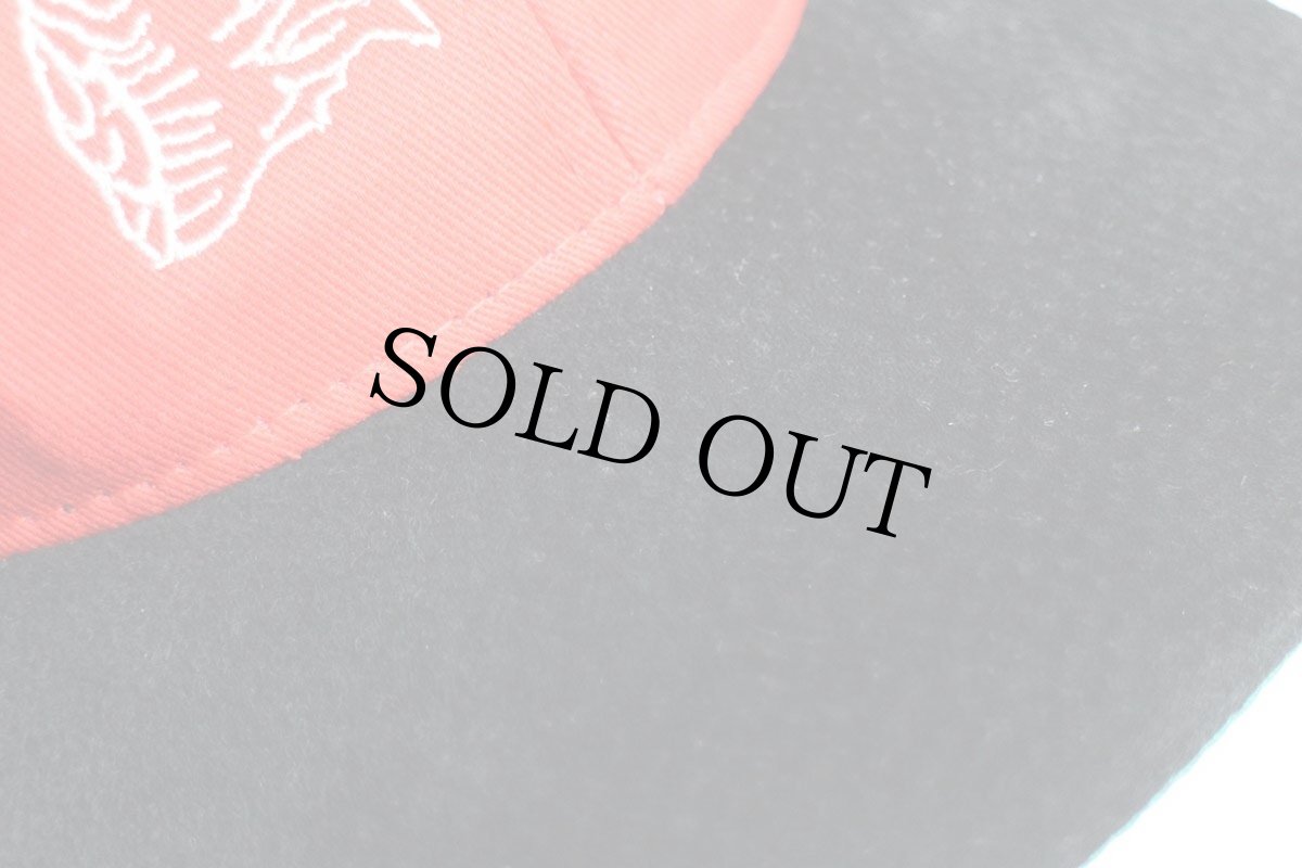 画像6: 90s HOOTERS PHOENIX,AZ. ロゴ刺繍 ツートン 切り替え コットン×スエードレザー キャップ 赤×黒 (6)