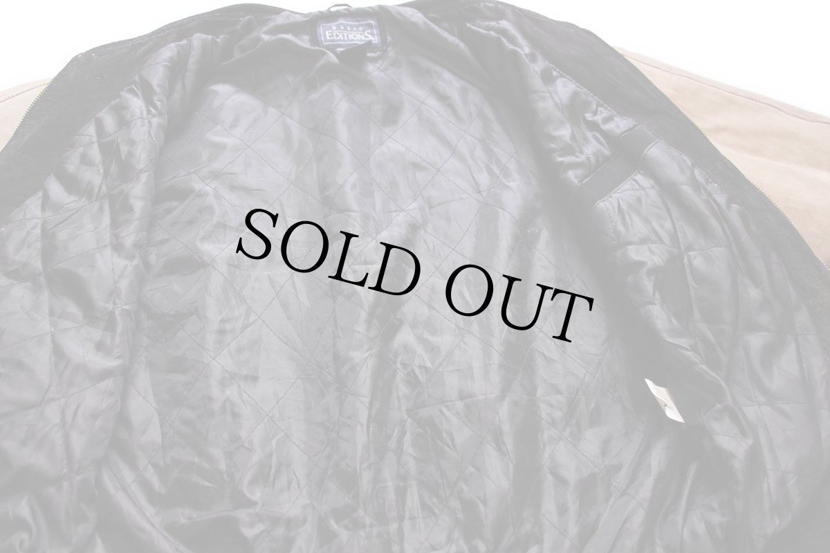 画像5: 90s basic EDITIONS ツートン 切り替え キルティングライナー スエードレザー スタジャン ブラック×グレーブラウン M (5)