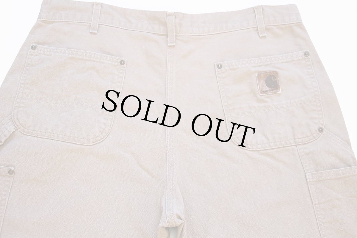 画像5: carharttカーハート ペンキ飛び ダブルニー ダック地 ペインターパンツ 薄茶 w38 (5)