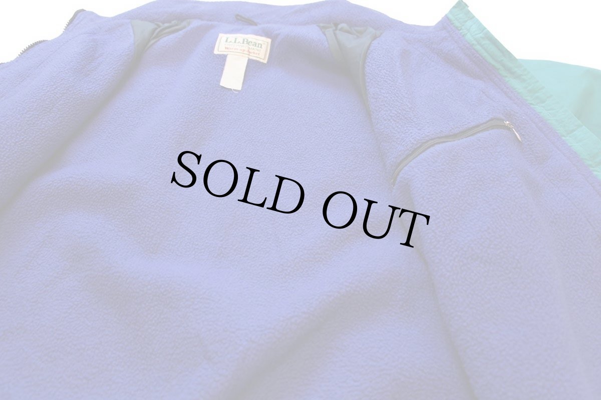 画像5: 90s USA製 L.L.Bean ウォームアップ フリースライナー ナイロンジャケット エメラルドグリーン W-L (5)