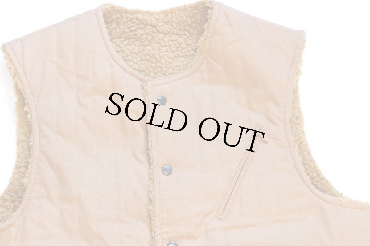 画像8: 80s MEMBERS ONLYメンバーズオンリー ノーカラー リバーシブル パイル×キルティング ベスト 茶×薄茶 40 (8)