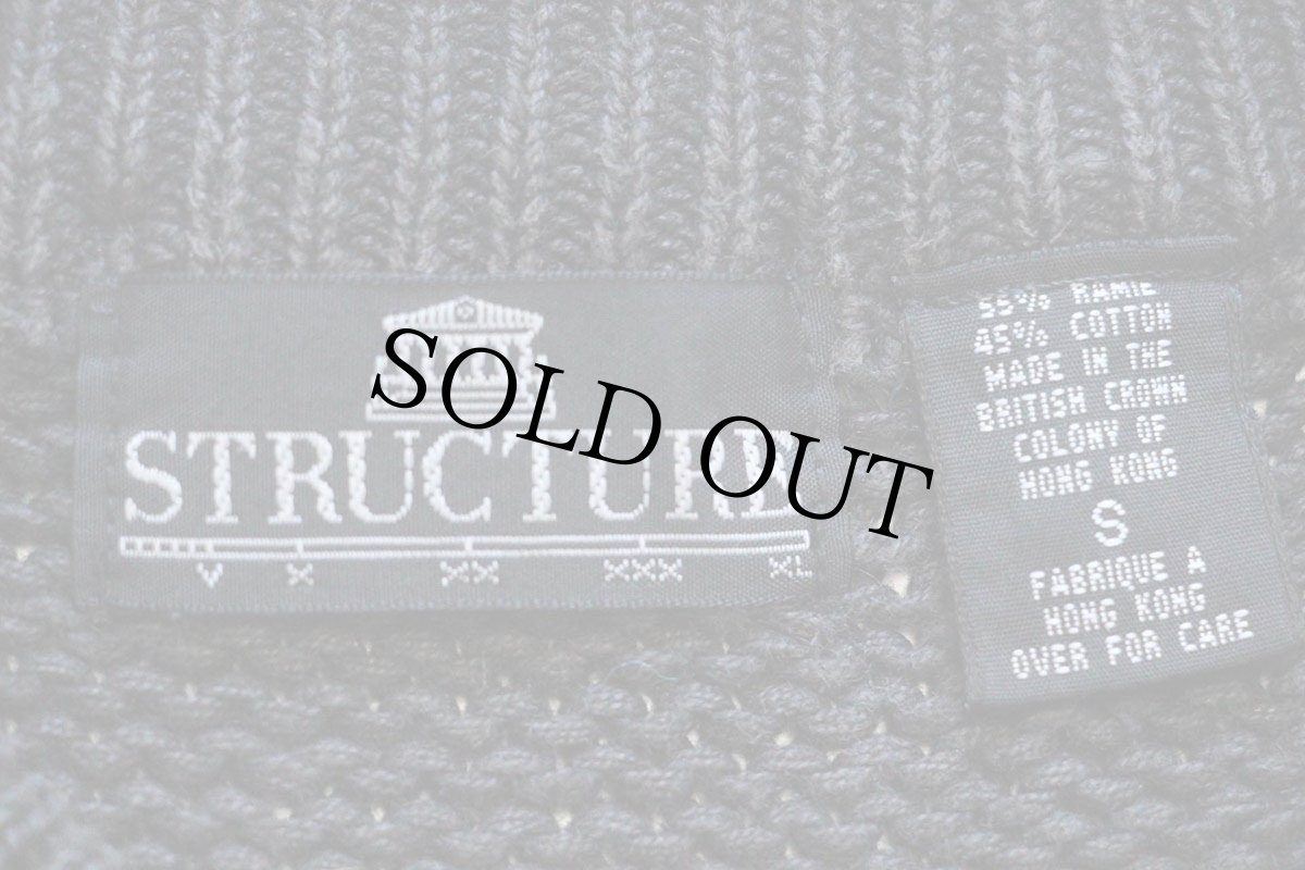 画像4: 90s STRUCTURE アート ラミー×コットンニット セーター 炭黒 (4)