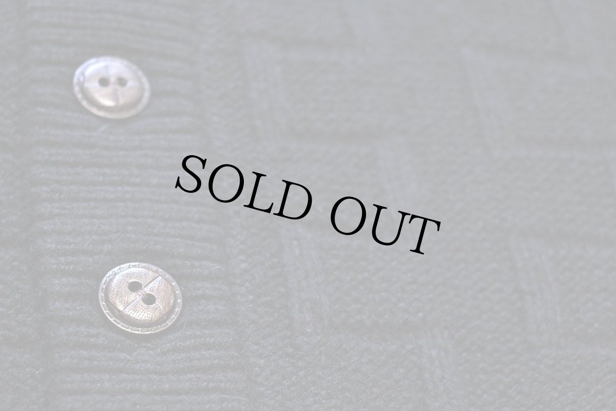 画像5: 70s Brentwood 編み柄 ショールカラー ウール混ニット カーディガン 黒 M (5)