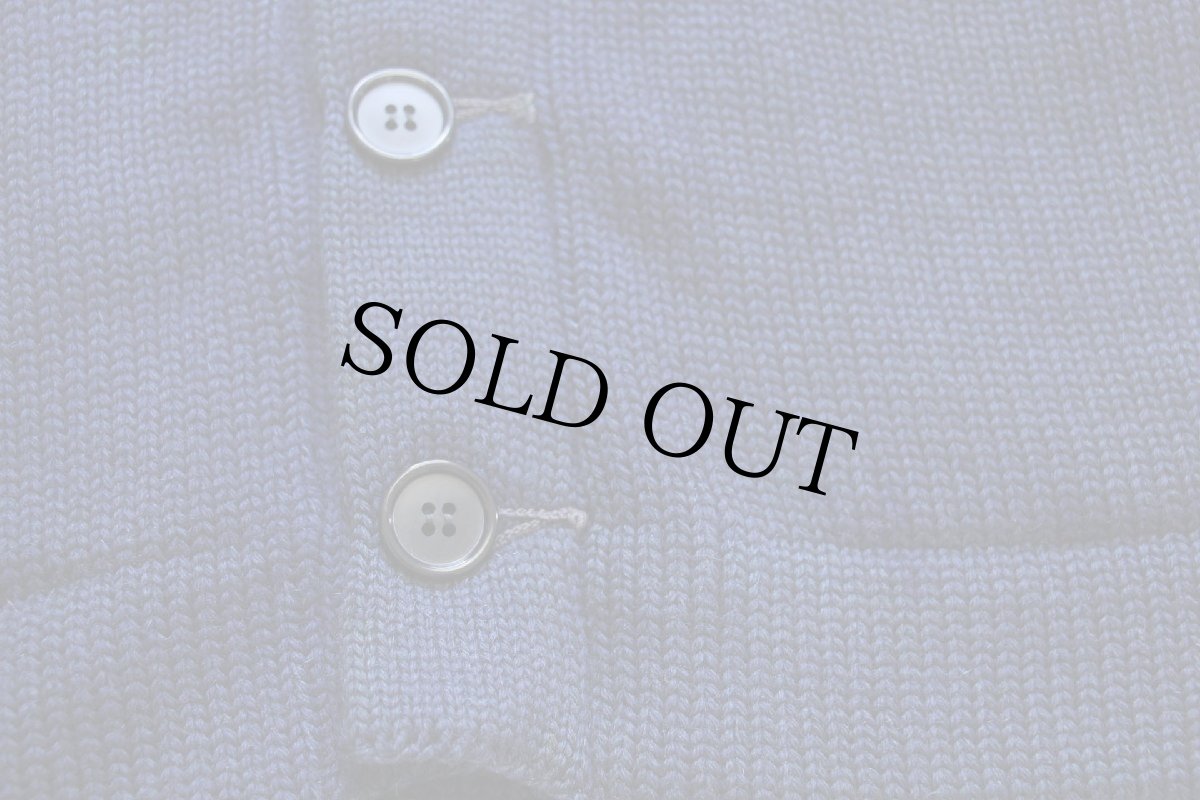 画像6: 50s UNKNOWN MOOSEパッチ付き ウールニット レタードカーディガン ボロ 青 (6)