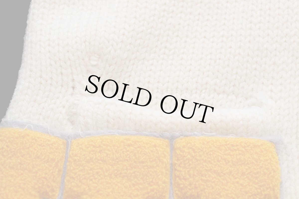 画像5: 50s UNKNOWN パッチ付き ローゲージ ウールニット レタードカーディガン アイボリー (5)