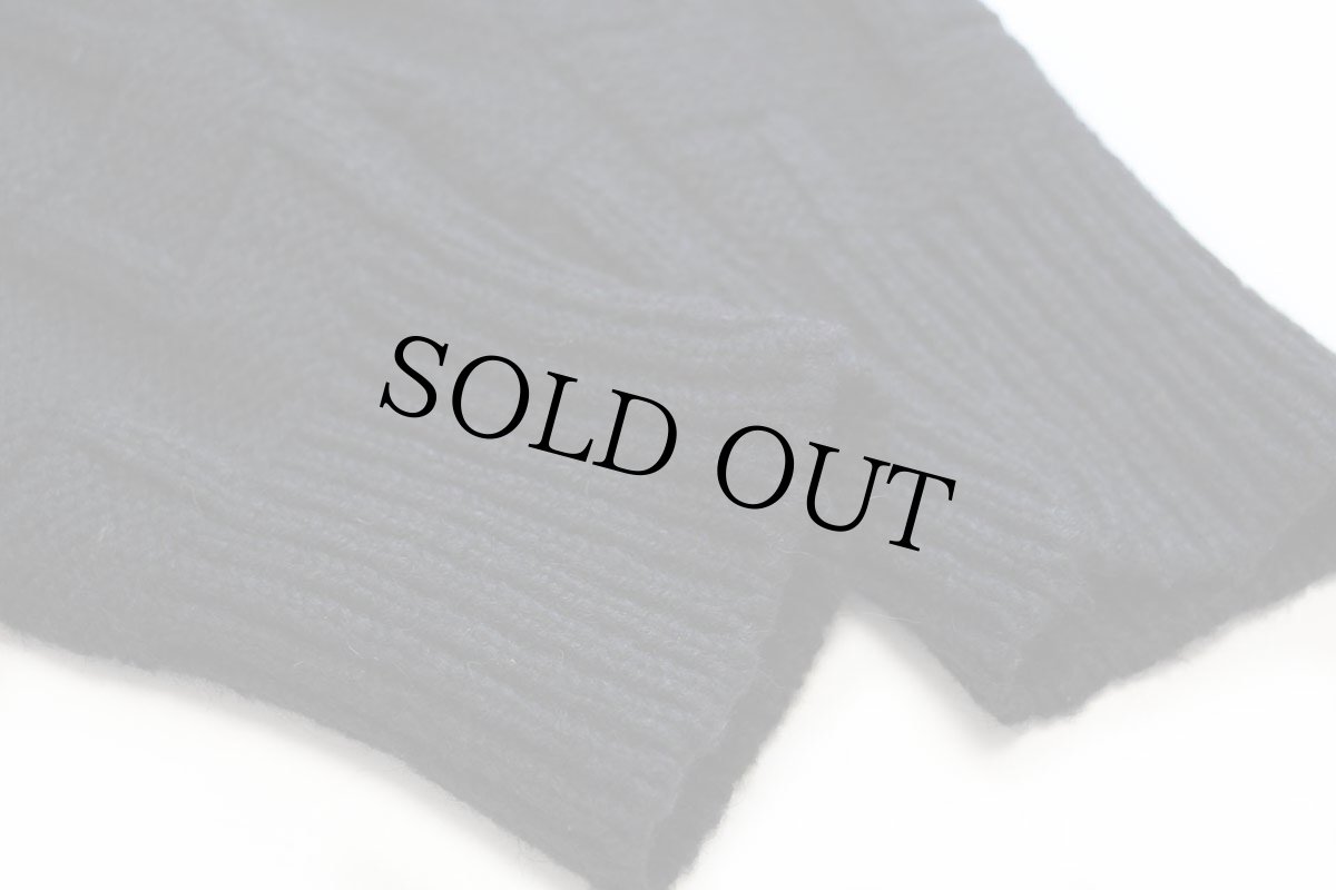 画像6: 70s Brentwood 編み柄 ショールカラー ウール混ニット カーディガン 黒 M (6)