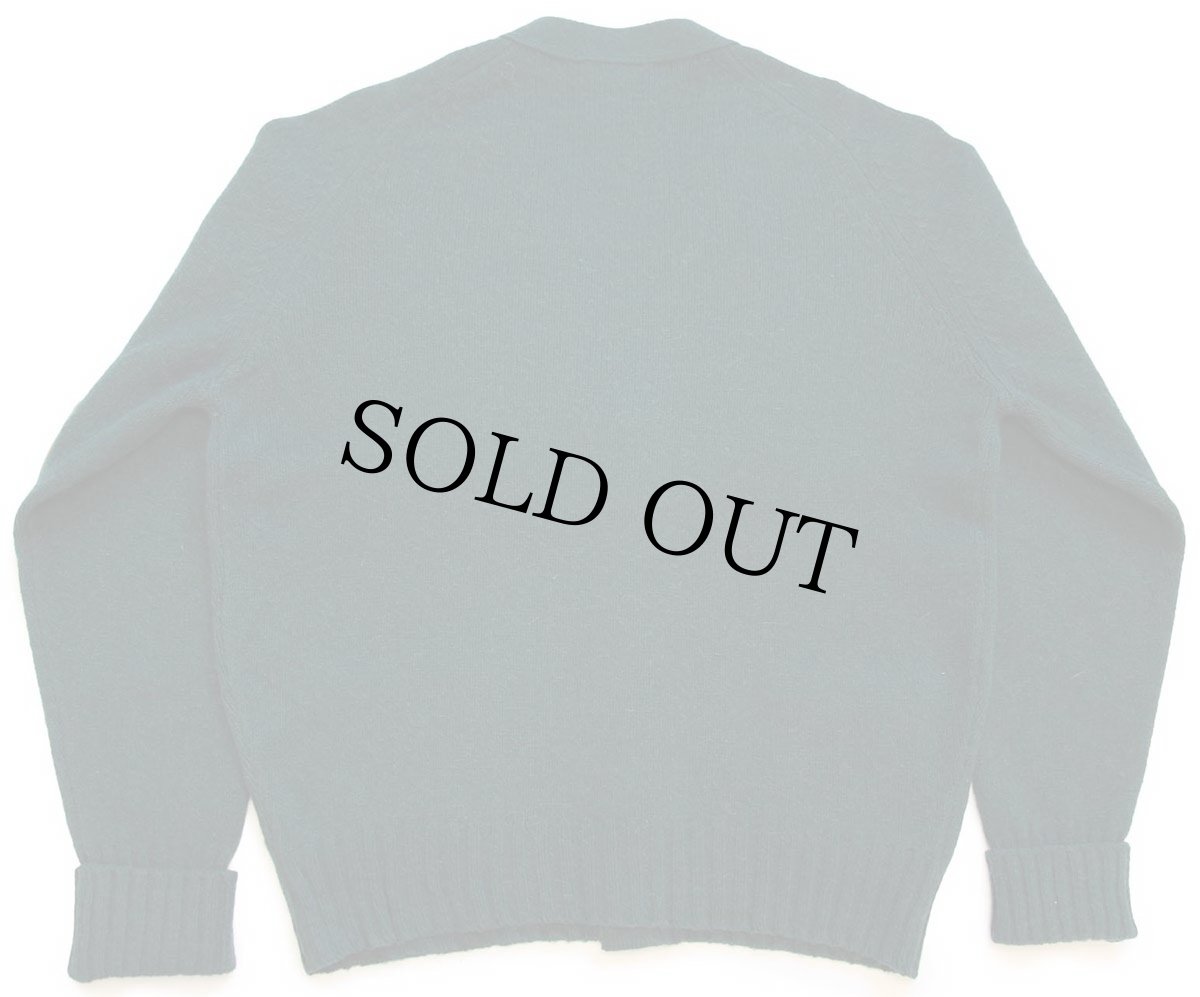 画像2: 80s USA製 L.L.Bean パチポケ&エルボーパッチ サドルショルダー キャメルヘア×ラムウールニット カーディガン 緑 L (2)